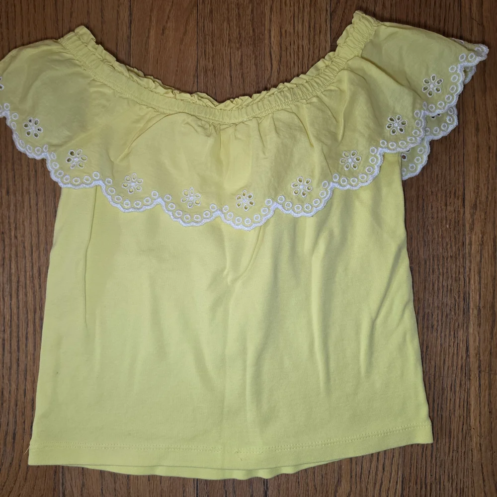 Gymboree Yellow Ruffle Off-Shoulder Top with Floral Skort Set Girls Size 6